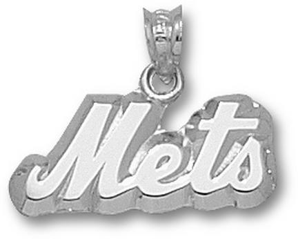 New York Mets "Mets" 3/8" Pendant - Sterling Silver Jewelry