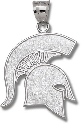 Michigan State Spartans Giant 1 1/2" W x 1 3/4" H "Spartan" Pendant - Sterling Silver Jewelry