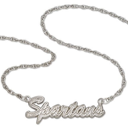 Michigan State Spartans "Spartans" Sterling Silver Script Necklace