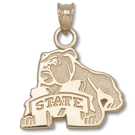 Mississippi State Bulldogs 5/8" Bulldog and "M State" Pendant - Sterling Silver Jewelry