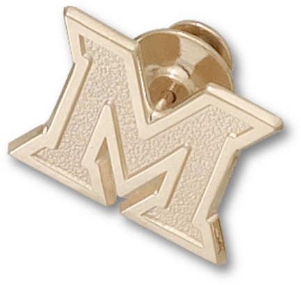 "Miami (Ohio) RedHawks New ""M"" Lapel Pin - 10KT Gold Jewelry"