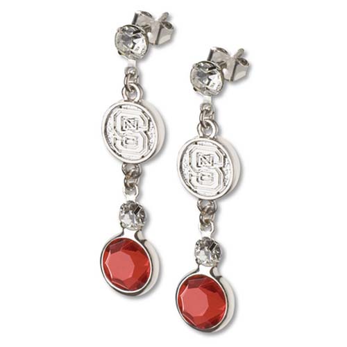 North Carolina State Wolfpack Logo Crystal Earrings