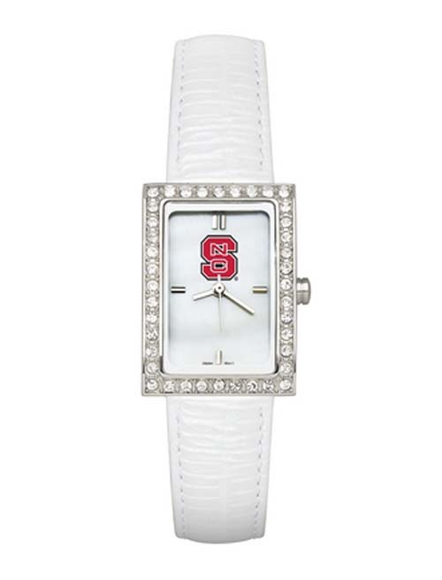 North Carolina State Wolfpack Women's Allure Watch with White Leather Strap