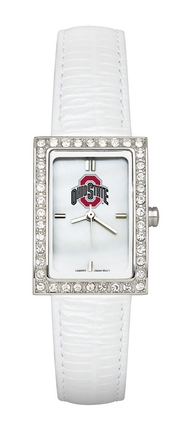 Ohio State Buckeyes Women's Allure Watch with White Leather Strap