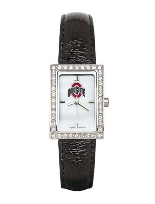 Ohio State Buckeyes Women's Allure Watch with Black Leather Strap