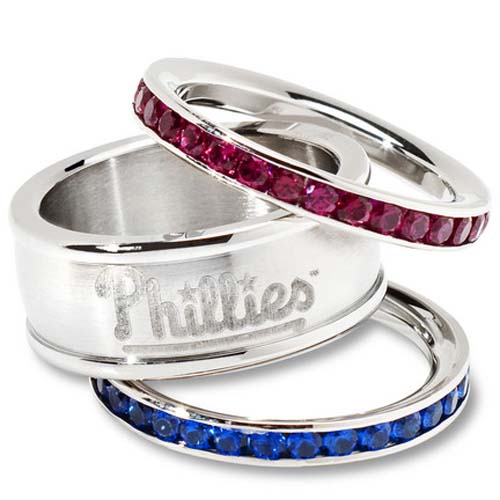 Philadelphia Phillies Logo Crystal Stacked Ring Set (Size 6)