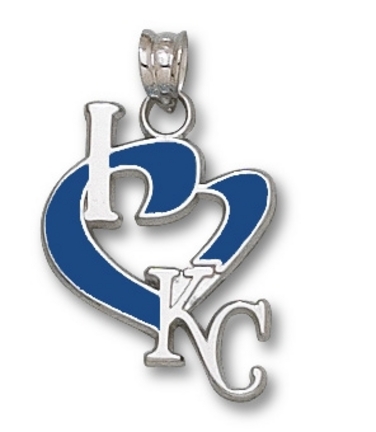 Kansas City Royals 3/4" "I Heart KC" Enamel Pendant - Sterling Silver Jewelry