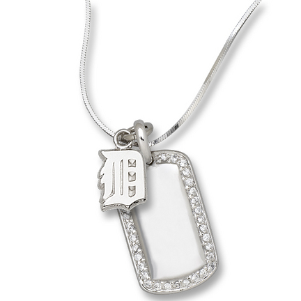 Detroit Tigers 3/8" "D" on Sterling Silver Mini Dog Tag Necklace