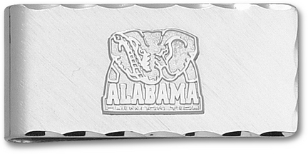Alabama Crimson Tide Sterling Silver "Alabama Elephant" on Nickel Plated Money Clip