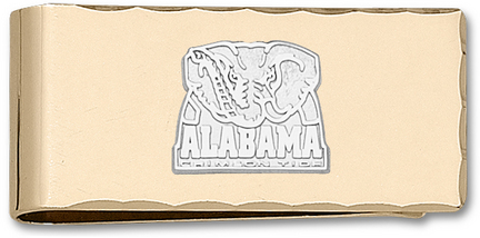 Alabama Crimson Tide Sterling Silver "Alabama Elephant" on Gold Plated Money Clip