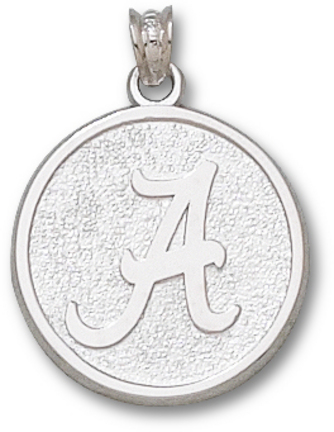 Alabama Crimson Tide 3/4" Round Script "A" Pendant - Sterling Silver Jewelry