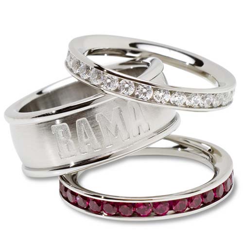 Alabama Crimson Tide Logo Crystal Stacked Ring Set (Size 7)