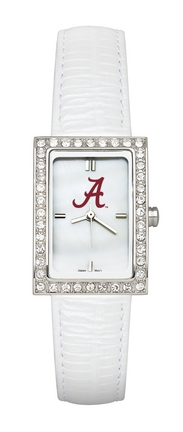Alabama Crimson Tide Women's Allure Watch with White Leather Strap