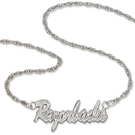 Arkansas Razorbacks "Razorbacks" Script Necklace - Sterling Silver Jewelry