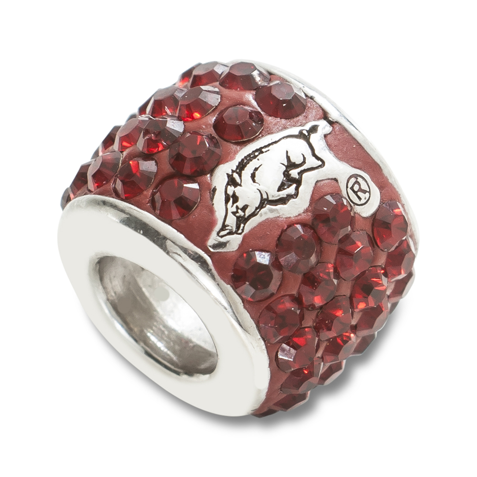 Logoart Arkansas Razorbacks Sterling Silver Crystal Logo Bead - Made