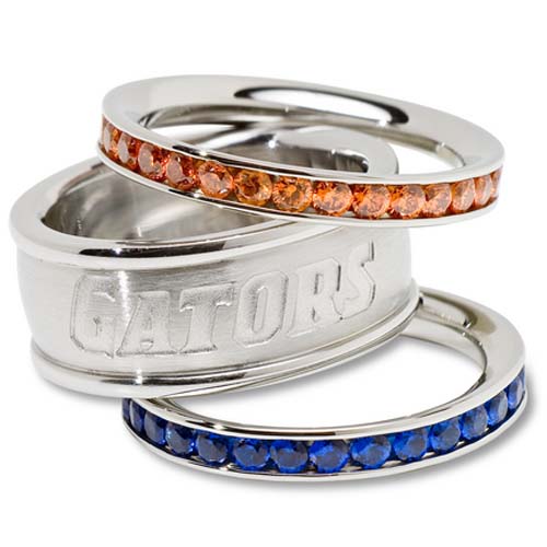 Florida Gators Logo Crystal Stacked Ring Set (Size 6)