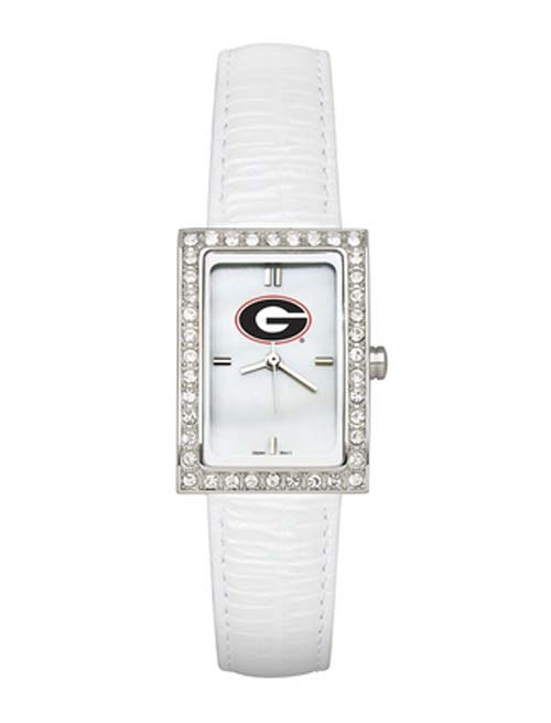 Georgia Bulldogs Women's Allure Watch with White Leather Strap