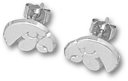 Iowa Hawkeyes 1/4" "Tiger Hawk" Post Earrings - Sterling Silver Jewelry