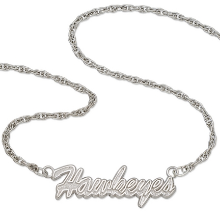 Iowa Hawkeyes "Hawkeyes" Sterling Silver Script Necklace