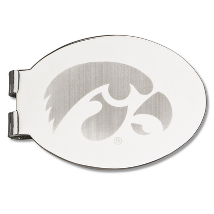 Iowa Hawkeyes Tiger Hawk Laser Etched Oval Money Clip