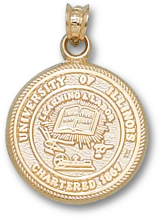 Illinois Fighting Illini "Seal" Pendant - Gold Plated Jewelry