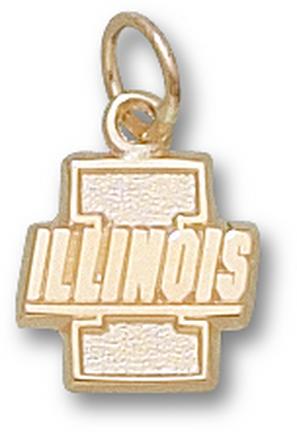 "Illinois Fighting Illini New ""I"" ""Illinois"" 7/16"" Lapel Pin - Sterling Silver Jewelry"