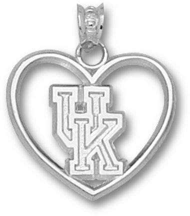 Kentucky Wildcats "UK" Heart Pendant - Sterling Silver Jewelry