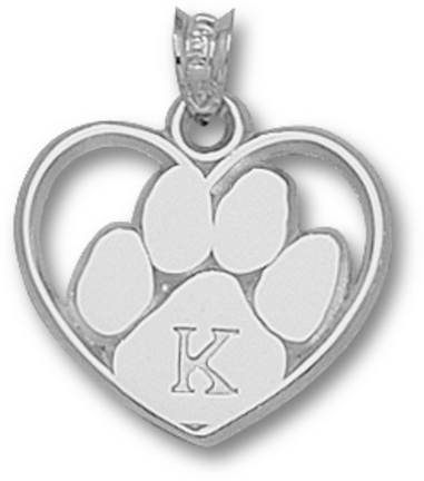 Kentucky Wildcats "Heart with Paw and K" Pendant - Sterling Silver Jewelry