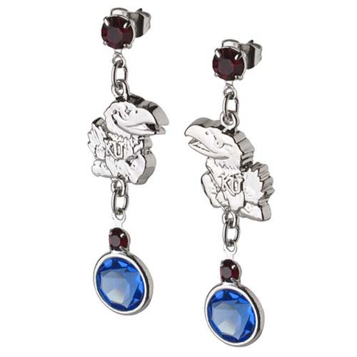 Kansas Jayhawks Crystal Logo Earrings