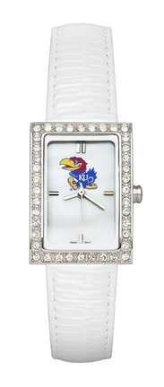 Kansas Jayhawks Women's Allure Watch with White Leather Strap