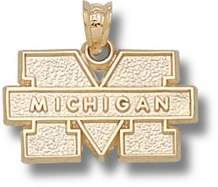 "Michigan Wolverines Block ""M"" Lapel Pin - 14KT Gold Jewelry"