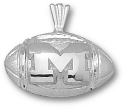 Michigan Wolverines "M Football" Pendant - Sterling Silver Jewelry