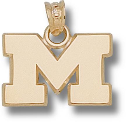 Michigan Wolverines "M" 1/2" Pendant - 14KT Gold Jewelry