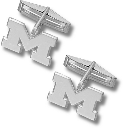 Michigan Wolverines 1/2" "M" Sterling Silver Cuff Links - 1 Pair
