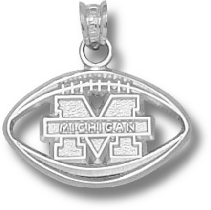 Michigan Wolverines "M Pierced Football" Pendant - Sterling Silver Jewelry