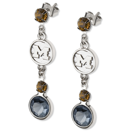 Michigan Wolverines Logo Crystal Earrings