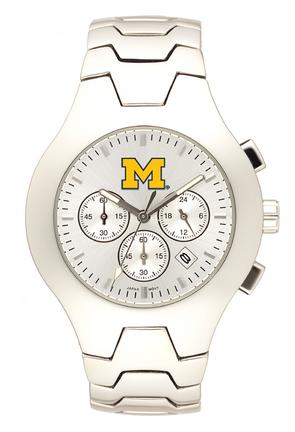 Michigan Wolverines NCAA Men's Hall of Fame Watch with Stainless Steel Bracelet