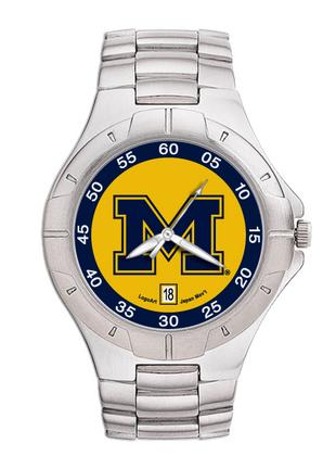Michigan Wolverines NCAA Men's Pro II Watch with Stainless Steel Bracelet