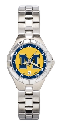 Michigan Wolverines "M" Woman's Pro II Watch with Stainless Steel Bracelet