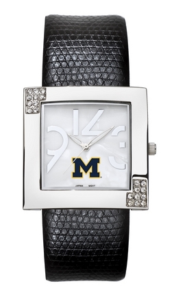 Michigan Wolverines Women’s Glamour Watch with Leather Strap