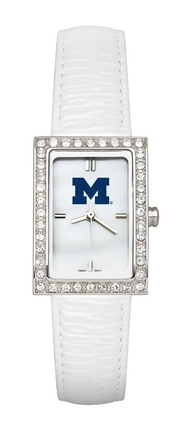 Michigan Wolverines Women's Allure Watch with White Leather Strap