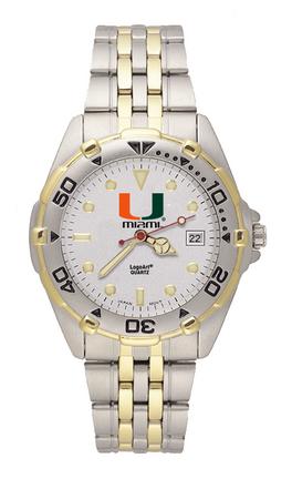 Miami Hurricanes "U with Miami" All Star Watch with Stainless Steel Band - Men's