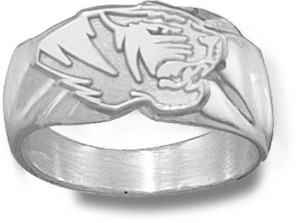 Missouri Tigers "Tiger Head" 7/16" Men's Ring - Sterling Silver Jewelry (Size 10 1/2)