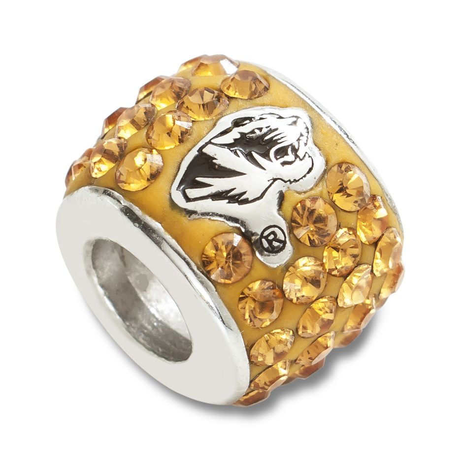Logoart Missouri Tigers Sterling Silver Crystal Logo Bead - Made With