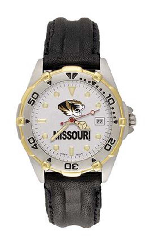 Missouri Tigers "MO with Tiger Head" All Star Watch with Leather Band - Men's