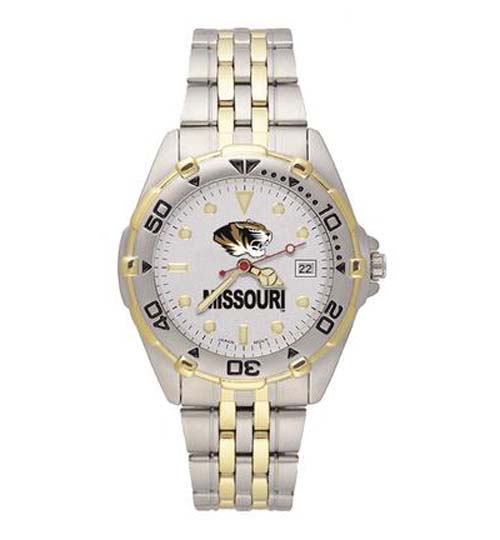 Missouri Tigers "MO with Tiger Head" All Star Watch with Stainless Steel Band - Men's