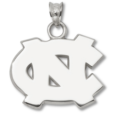 North Carolina Tar Heels 5/8" "NC" Pendant - Sterling Silver Jewelry