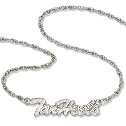 North Carolina Tar Heels 18" "Tar Heels" Script Necklace - Sterling Silver Jewelry