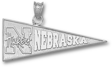Nebraska Cornhuskers "N Huskers Pennant" Pendant - Sterling Silver Jewelry