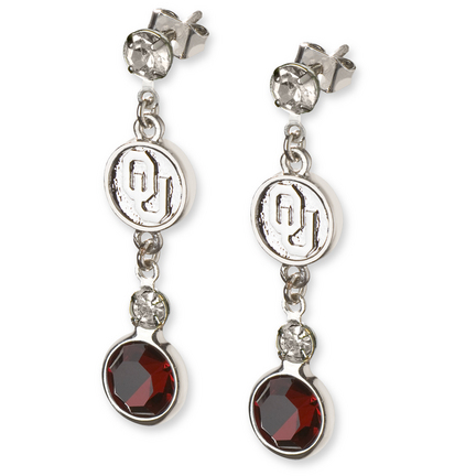 Oklahoma Sooners Logo Crystal Earrings